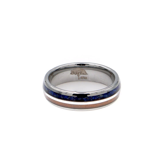 Lapis Lazuli & Hawaiian Koa Wood Ring | 6mm Tungsten