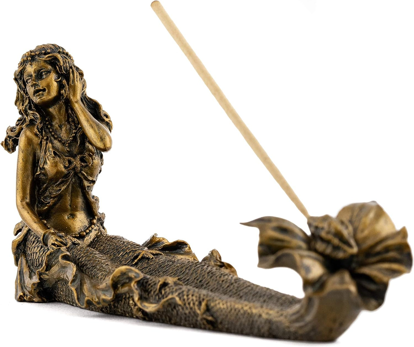 The Mermaid Princess Cold-Cast Bronze 9" Incense Burner