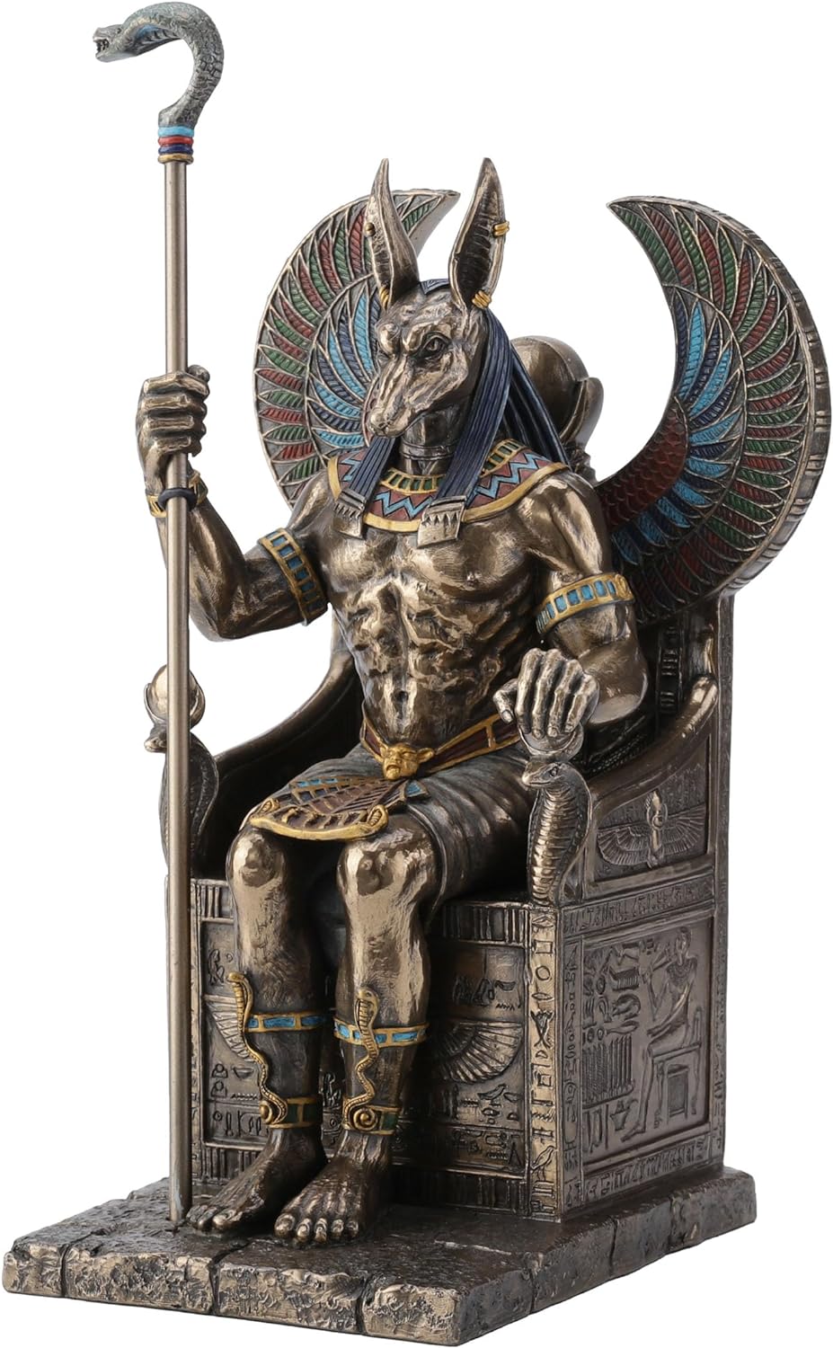 Anubis, Guide to the Underworld on His Throne Cold-Cast Bronze 10.5" Statue