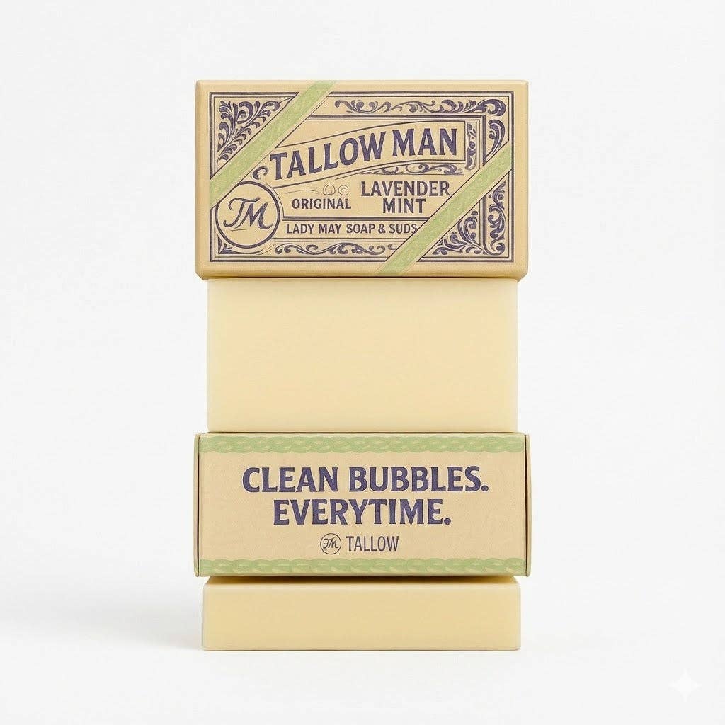All-Natural Tallow Soap - Lavender Mint Bar Soap with Grass-Fed Beef Tallow