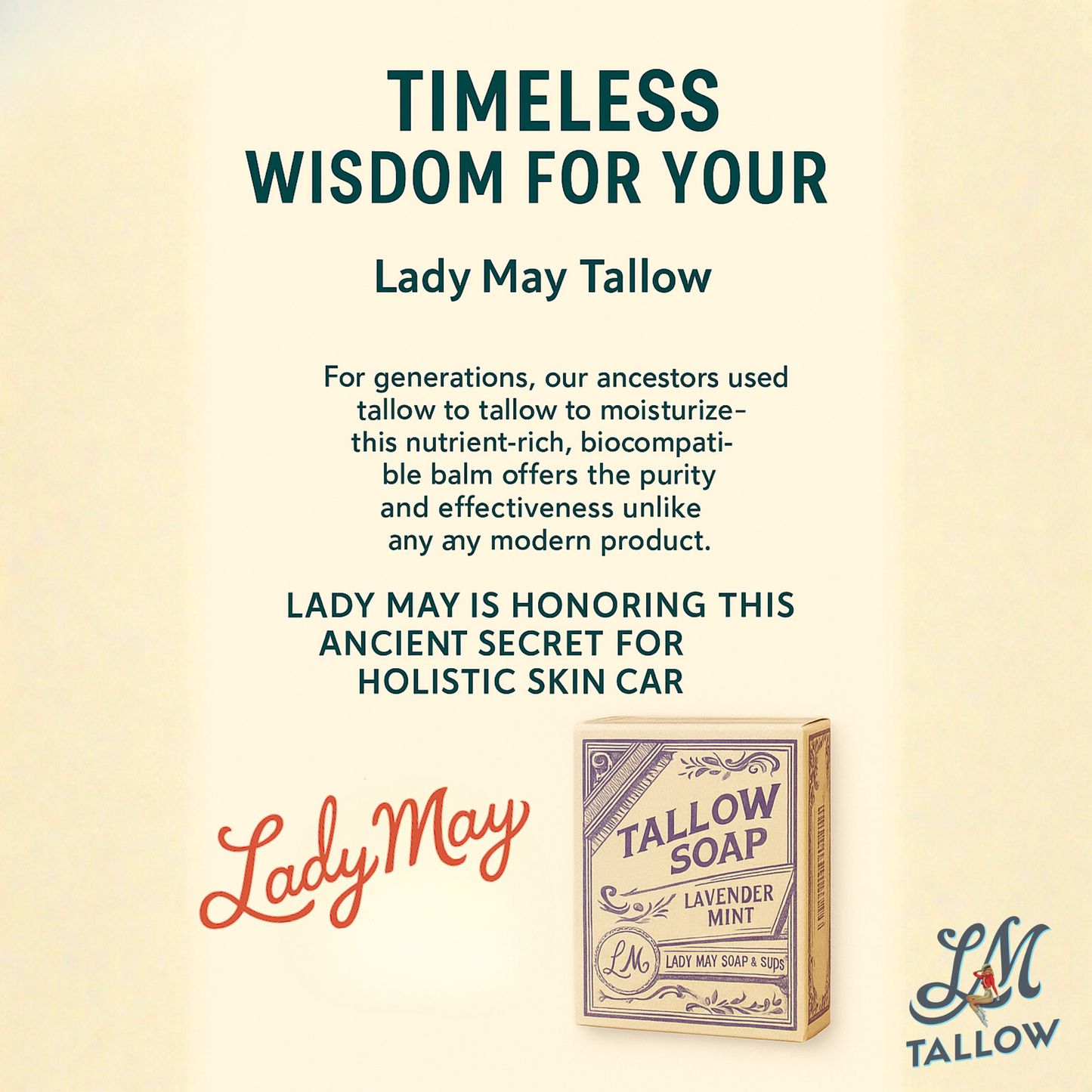 All-Natural Tallow Soap - Lavender Mint Bar Soap with Grass-Fed Beef Tallow