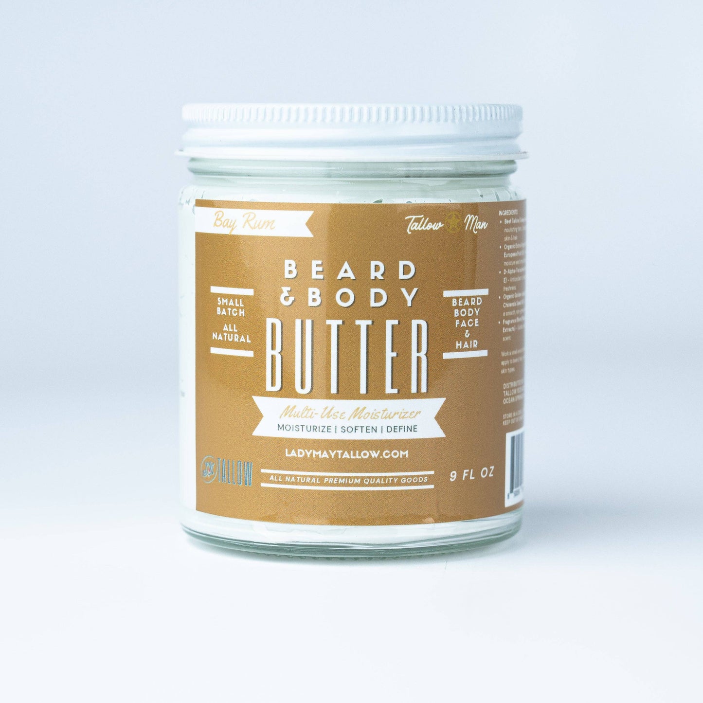 Tallow Man Beard + Body Butter | Men's Grooming | Grass-Fed Tallow | 9oz