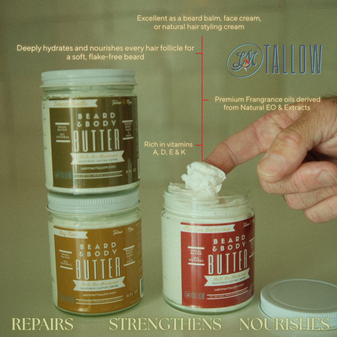 Tallow Man Beard + Body Butter | Men's Grooming | Grass-Fed Tallow | 9oz