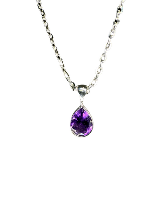 Amethyst Faceted Sterling Silver Pendant | Brazil