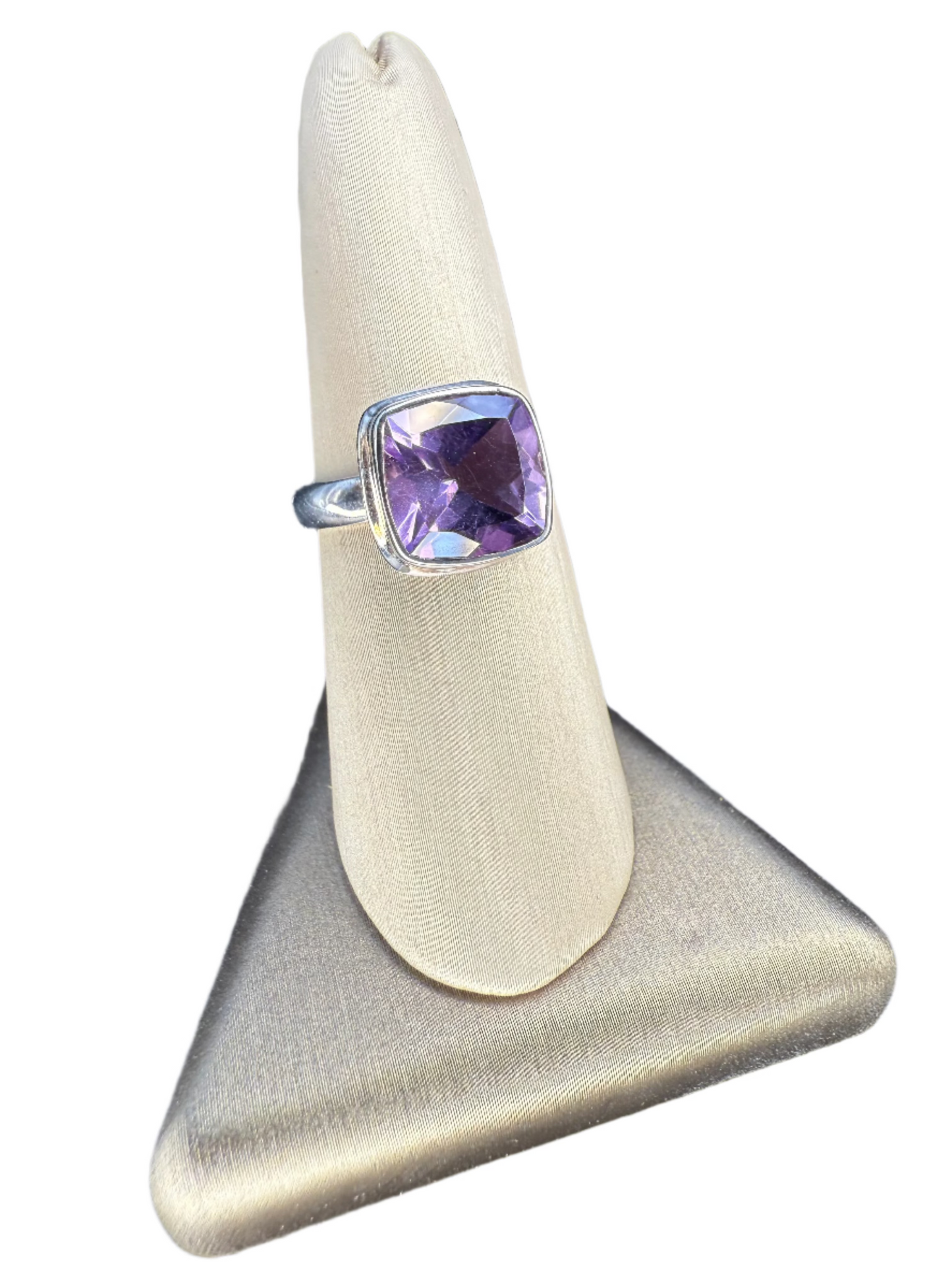 Amethyst Faceted Sterling Silver Ring | Africa | Square