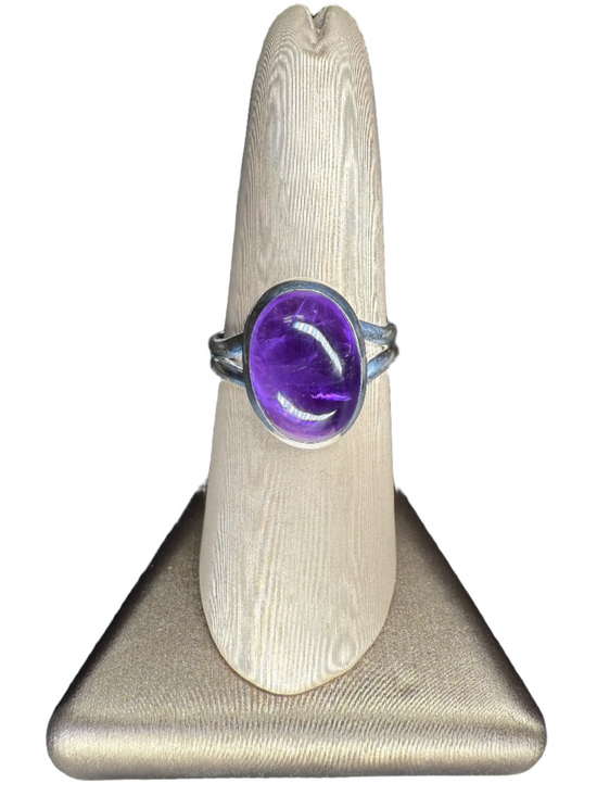 Amethyst Polished Sterling Silver Ring | Africa | Oval