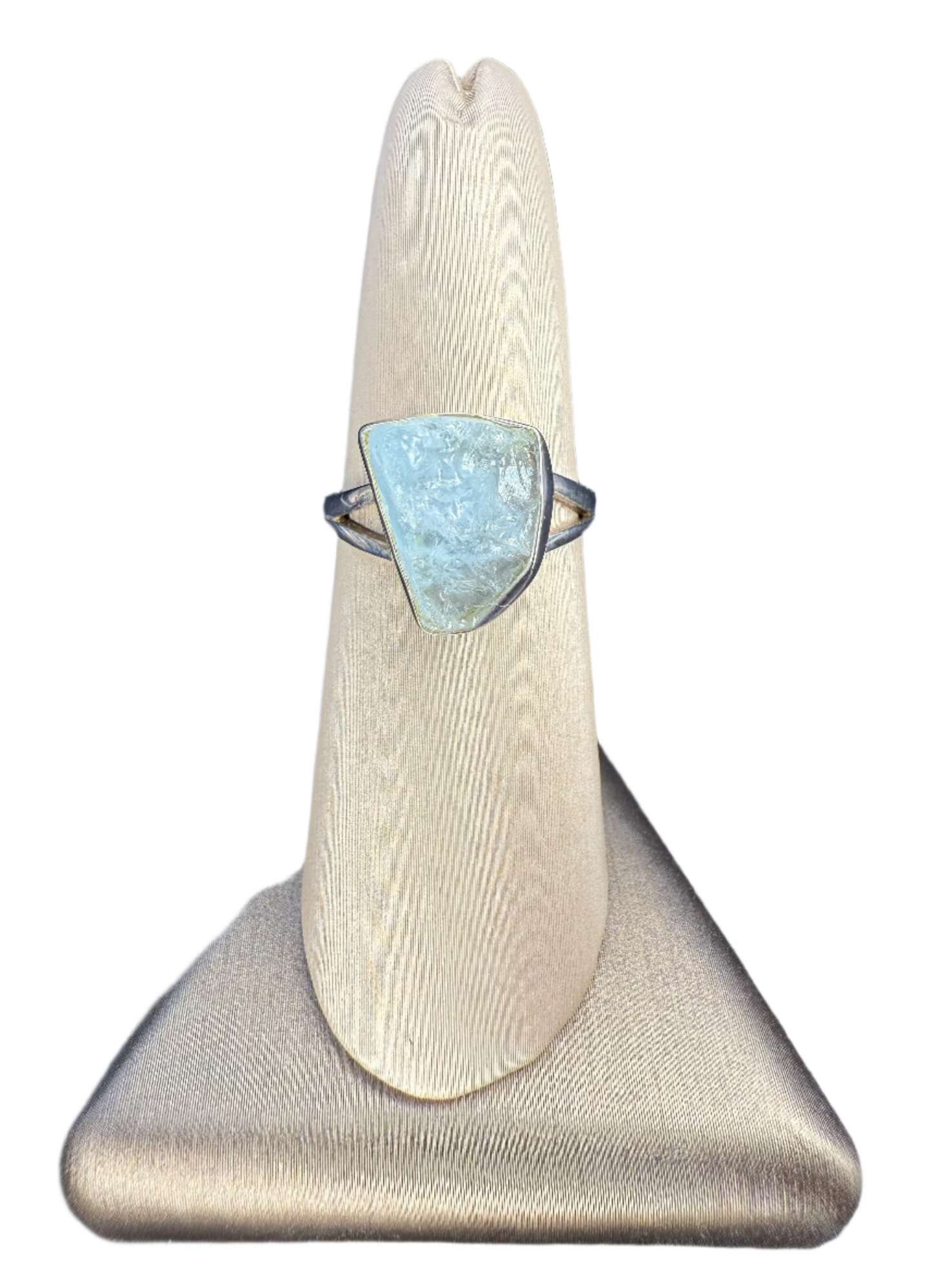 Aquamarine Natural Cut Sterling Silver Ring | Pakistan