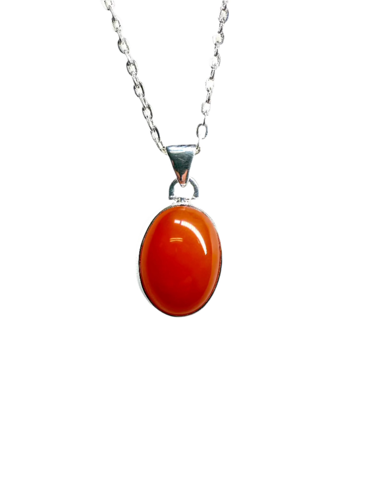 Carnelian Sterling Silver Polished Pendant | India | Oval