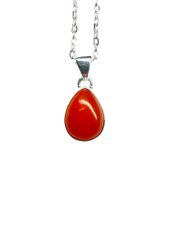 Carnelian Sterling Silver Polished Pendant | India | Teardrop