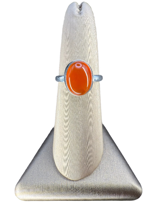 Carnelian Sterling Silver Polished Ring | India | Oval 1