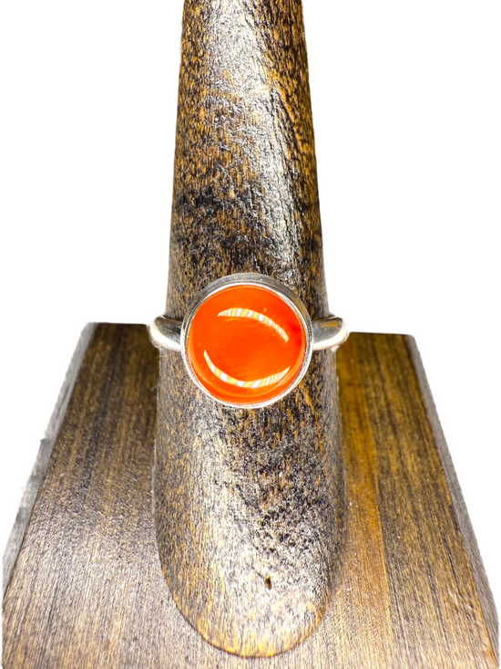 Carnelian Sterling Silver Polished Ring | India | Round