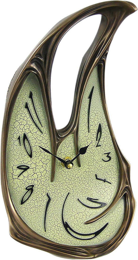 Circular Melting Dalí Clock Cold-Cast Bronze 11" Clock Statue