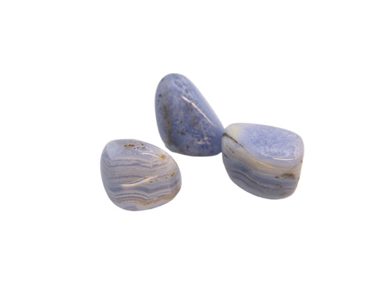 Natural, Hand-Selected Large Blue-Lace Agate Tumbled Stone Individual Pieces