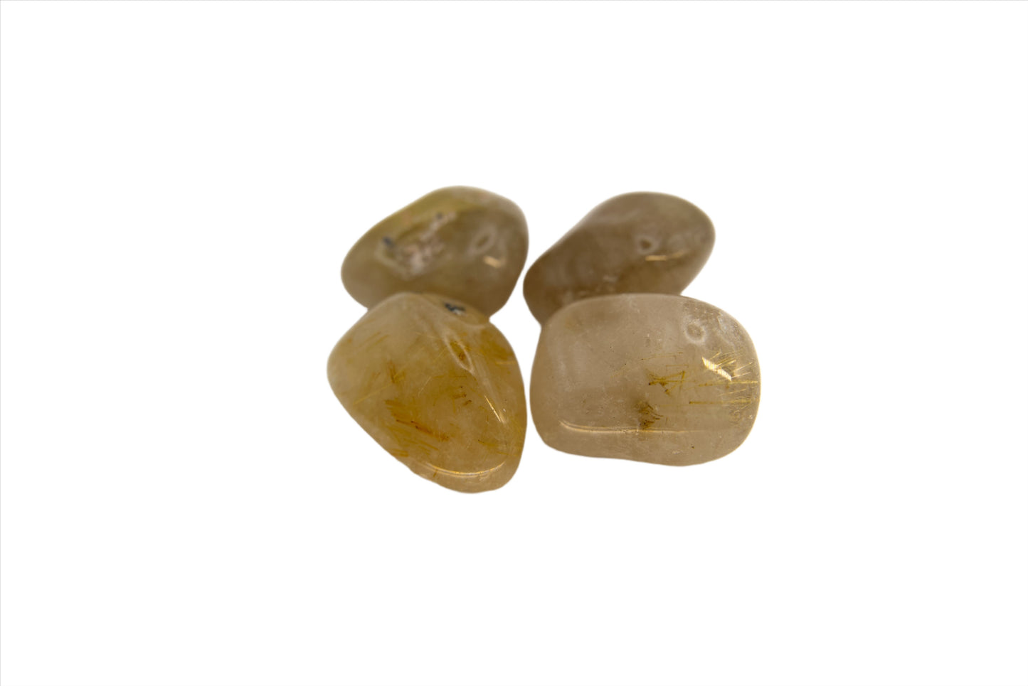 Natural, Hand-Selected Golden Rutile Quartz Tumbled Stone Individual Pieces