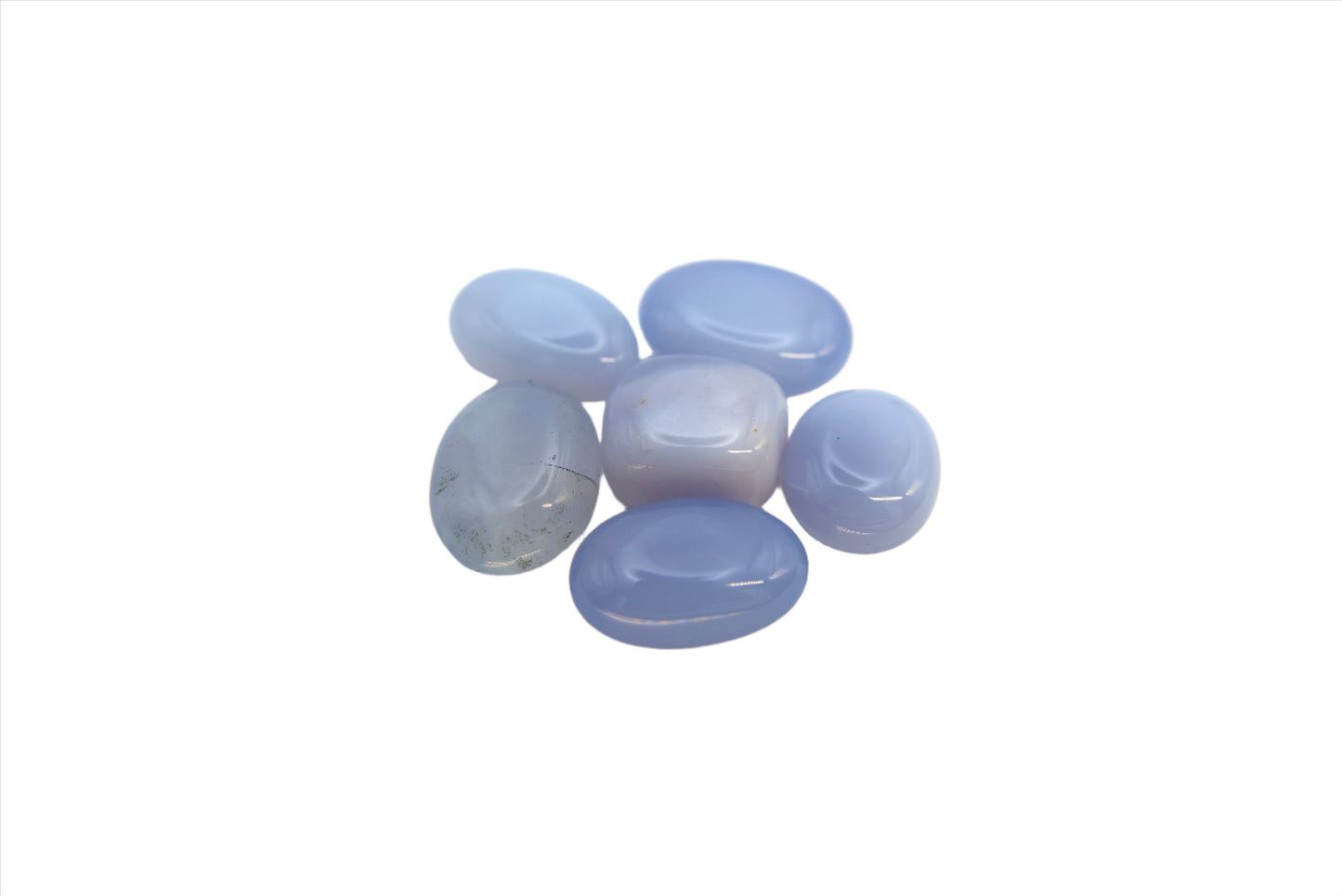 Natural, Hand-Selected Blue Chalcedony Tumbled Stone Individual Pieces