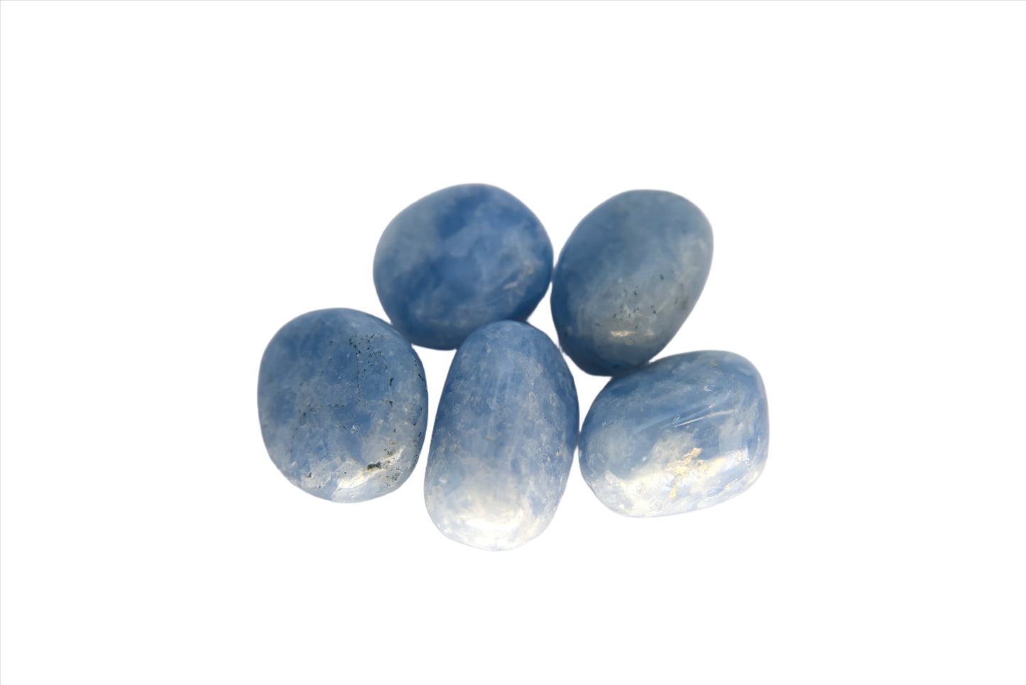 Natural, Hand-Selected Blue Calcite Tumbled Stone Individual Pieces