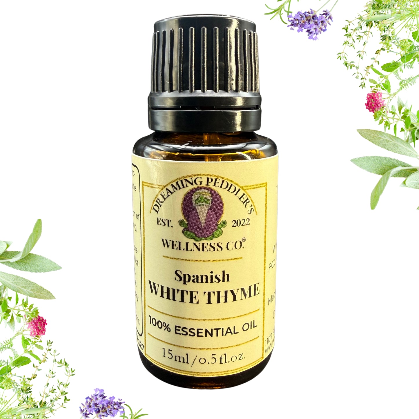 Dreaming Peddler's Wellness Co. 100% Essential Oils | Spanish White Thyme | 15ml