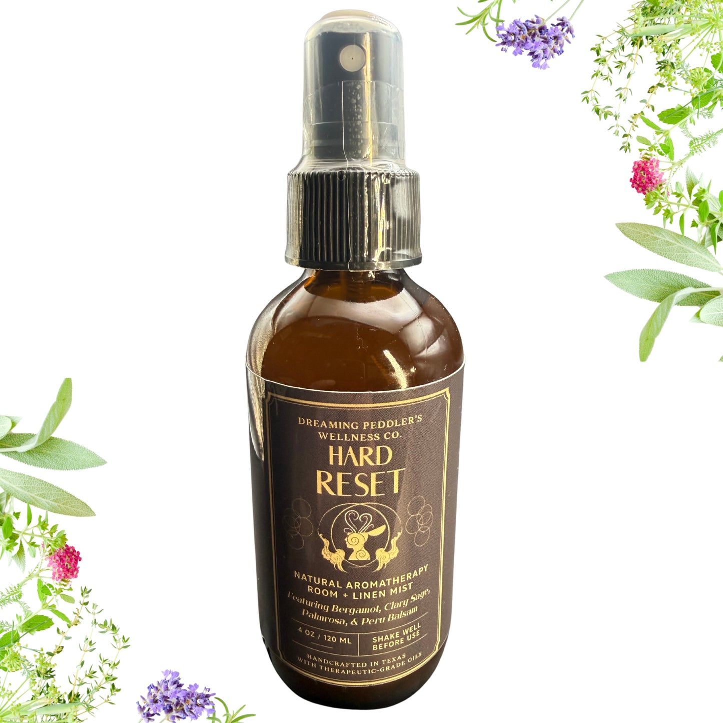 Dreaming Peddler's Wellness Co. Essential Oil Room & Linen Mists | Hard Reset | 4oz.