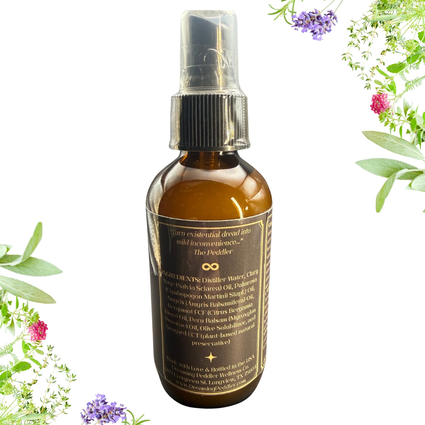Dreaming Peddler's Wellness Co. Essential Oil Room & Linen Mists | Hard Reset | 4oz. | BACK