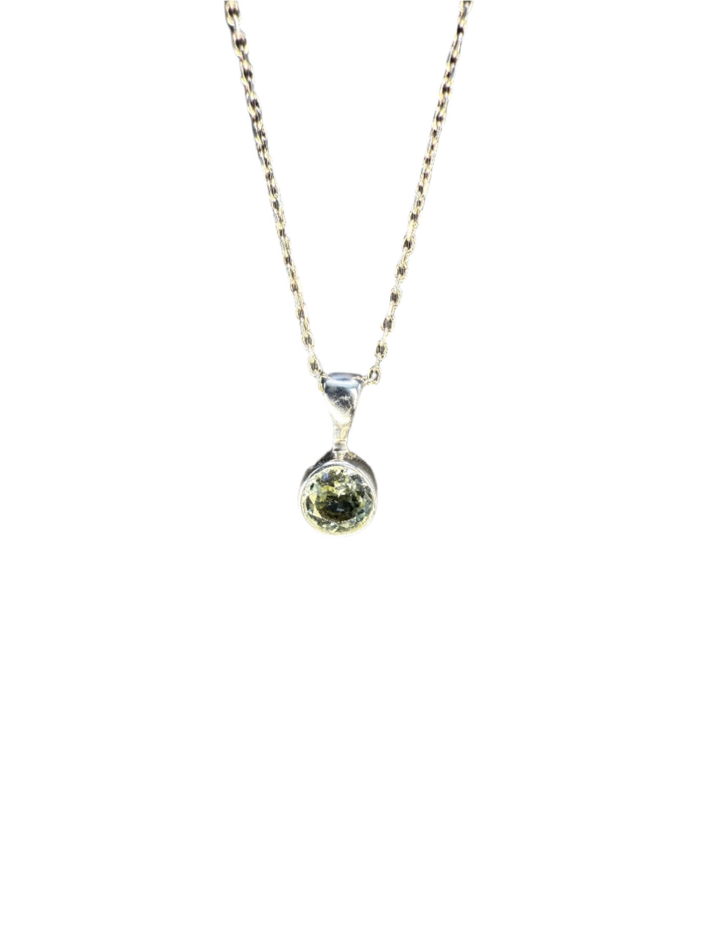 Green Tourmaline Faceted Sterling Silver Pendant | Brazil | Round