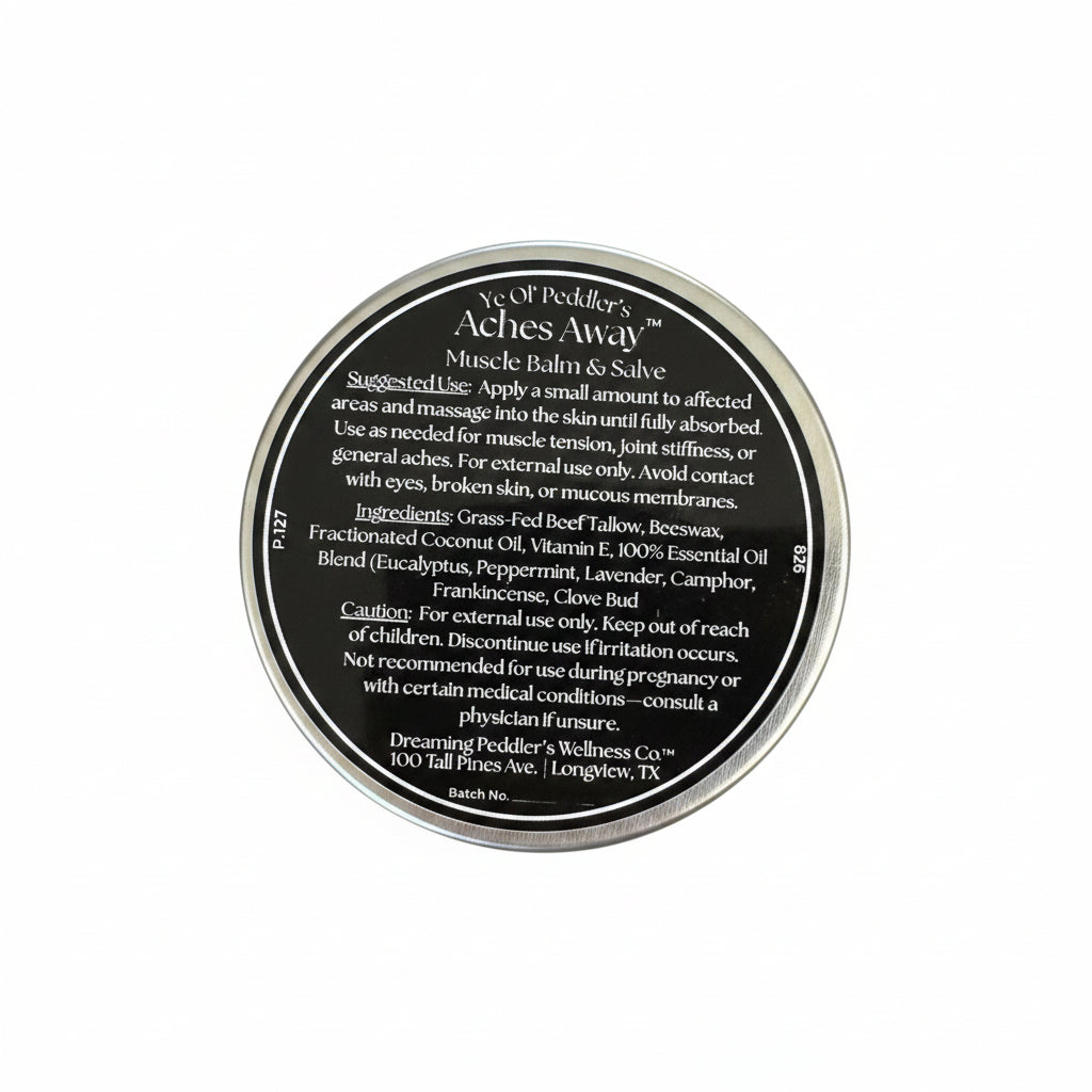 Dreaming Peddler's Wellness Co | Aches Away Tallow & Beeswax Balm | 2oz.