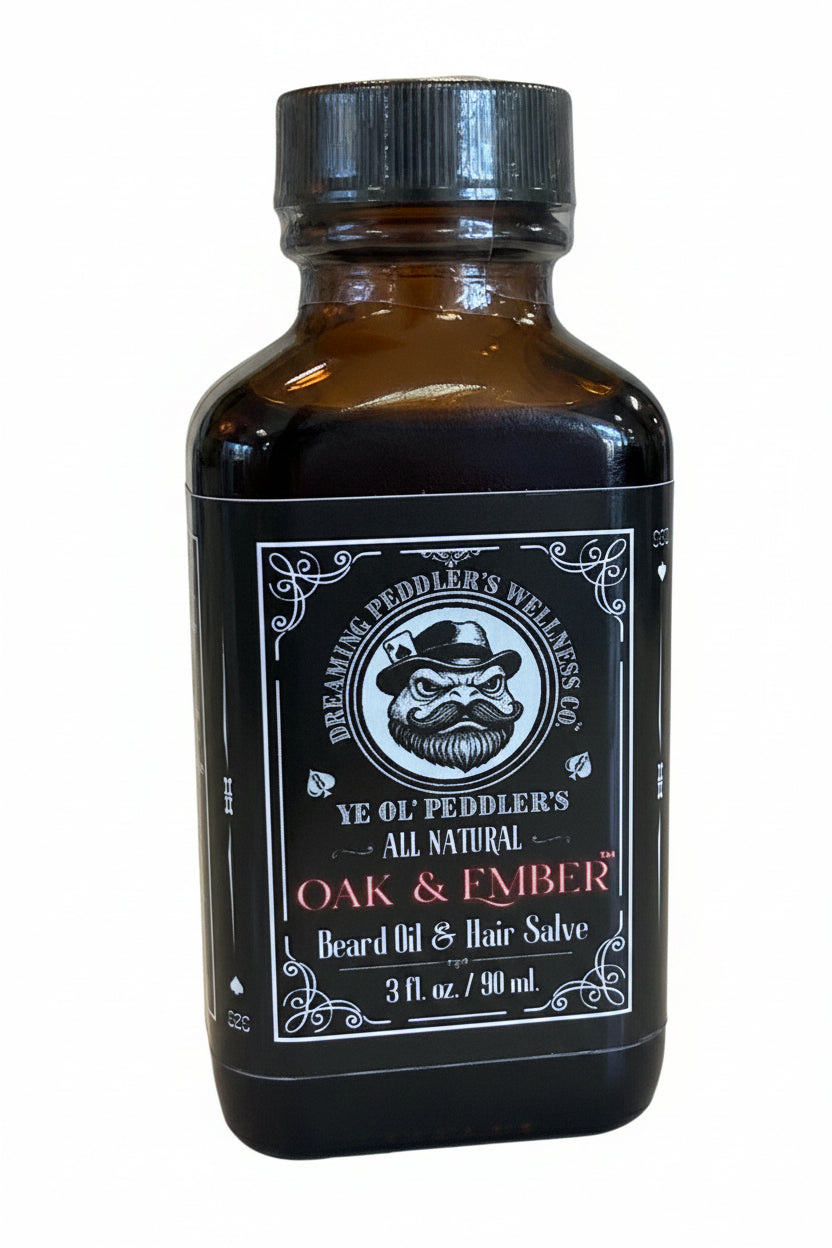 Ye Ol' Peddler's Oak & Ember Beard Oil & Hair Salve | 3oz/90ml | Dreaming Peddler's Wellness Co. Essential Oil Blends