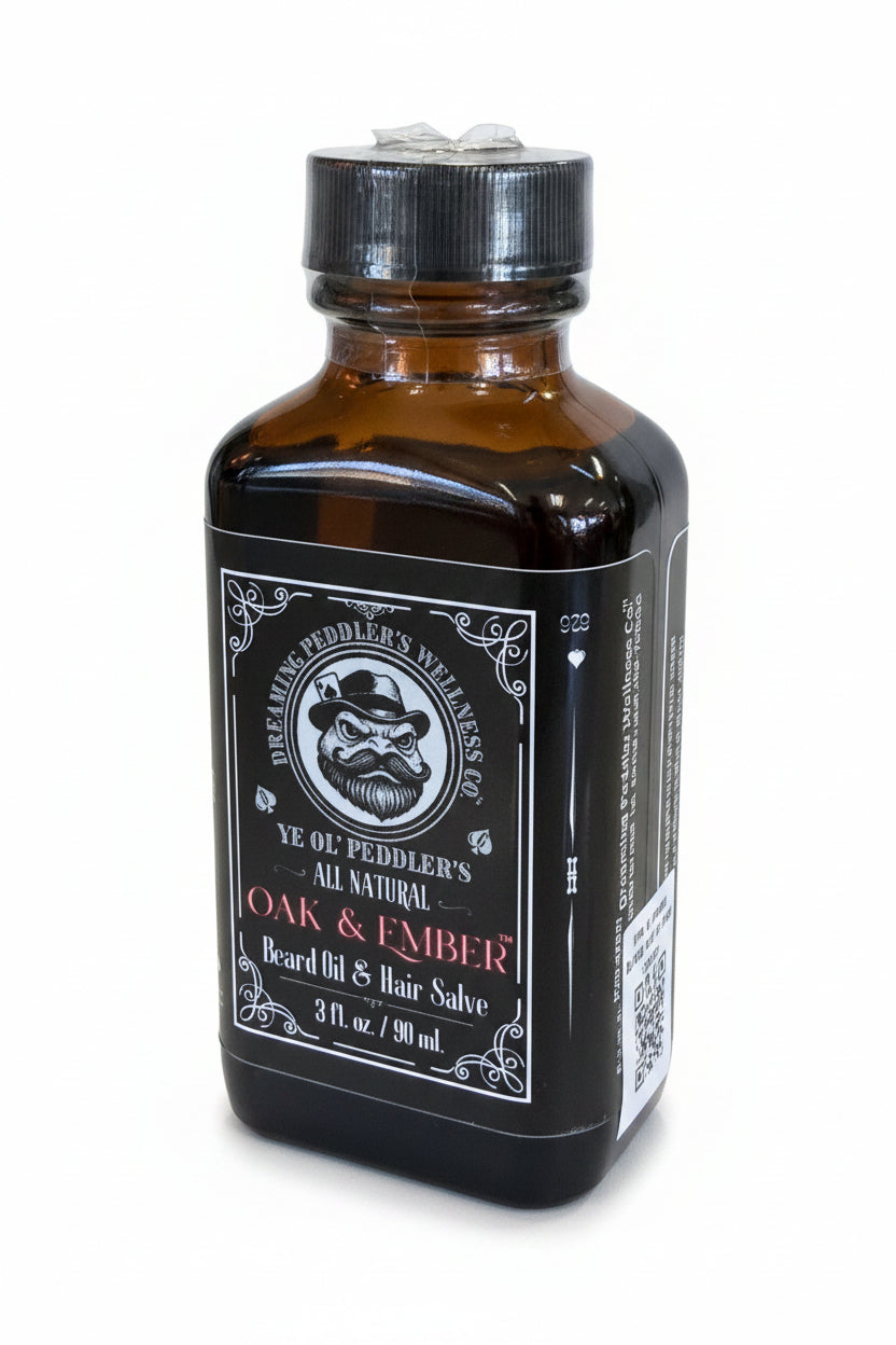 Ye Ol' Peddler's Oak & Ember Beard Oil & Hair Salve | 3oz/90ml | Dreaming Peddler's Wellness Co. Essential Oil Blends
