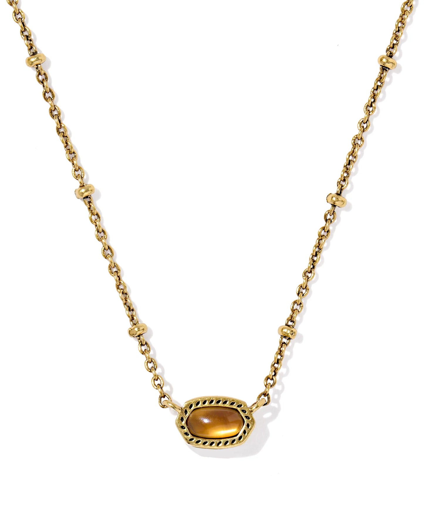 Kendra Scott  - Mini Elisa Satellite Necklace Marbled Amber Illusion- Vintage Gold