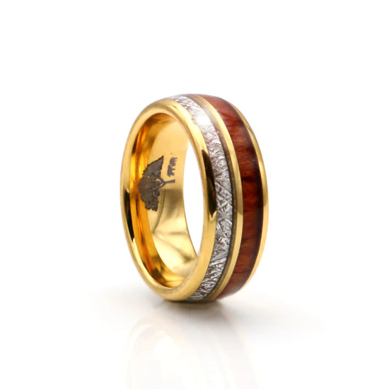 Muonionalusta Meteorite & Hawaiian Koa Wood Ring | 8mm Tungsten