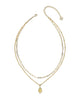 Kendra Scott- Adriana Scallop Frame Multi Strand Necklace Yellow Iridescent Abalone- Gold