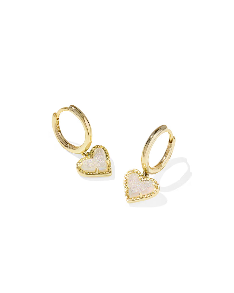 Kendra Scott  - Ari Heart Earrings Iridescent Drusy- Gold