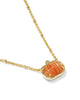 Kendra Scott- Pumpkin Short Pendant Orange Banded Agate Necklace - Gold
