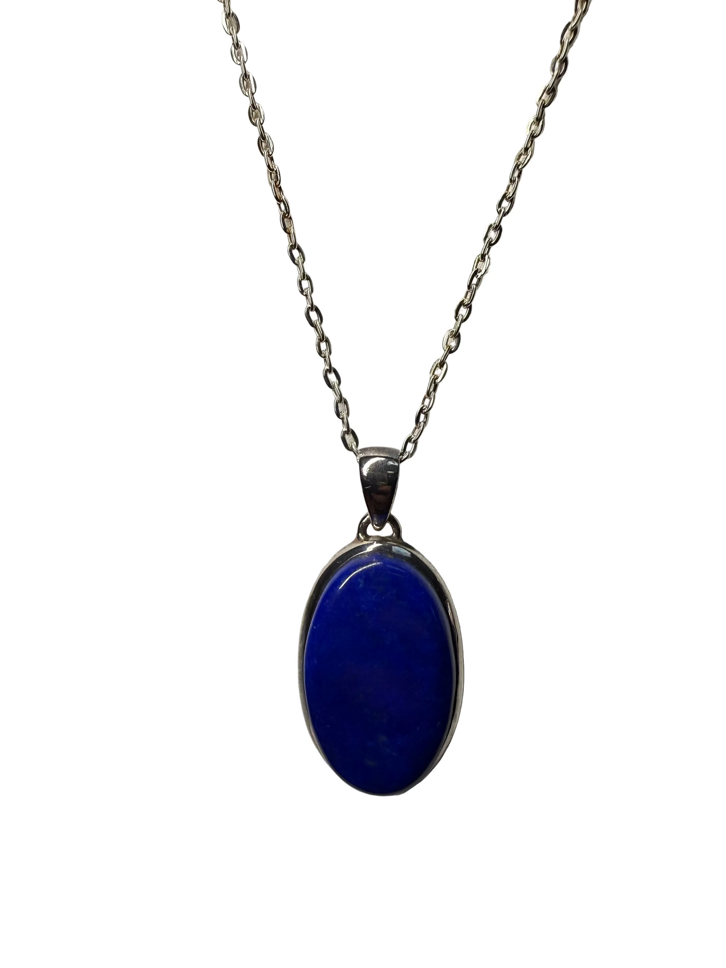 Lapis Lazuli Polished Sterling Silver Pendant | Afghanistan