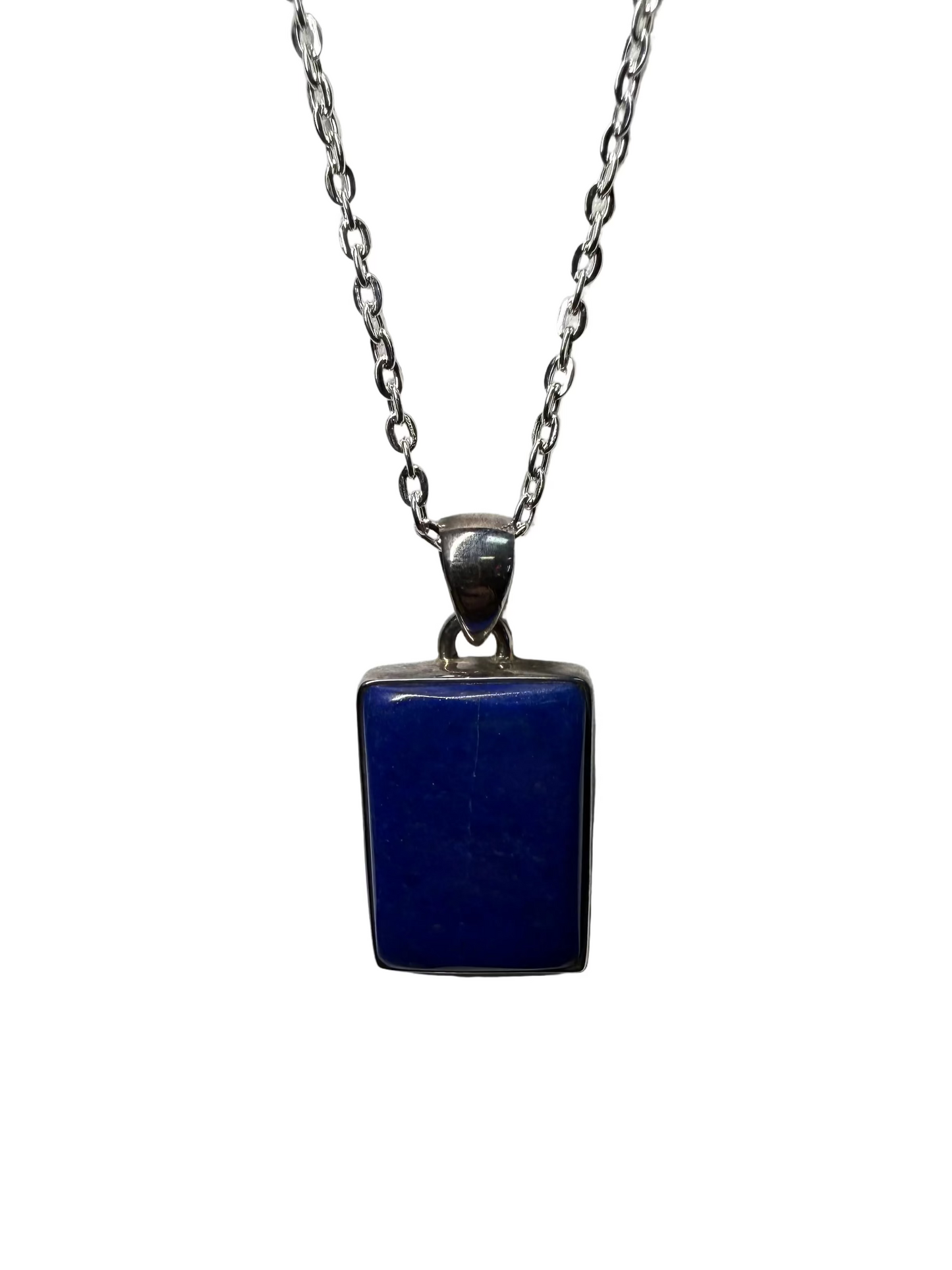 Lapis Lazuli Polished Sterling Silver Pendant | Afghanistan