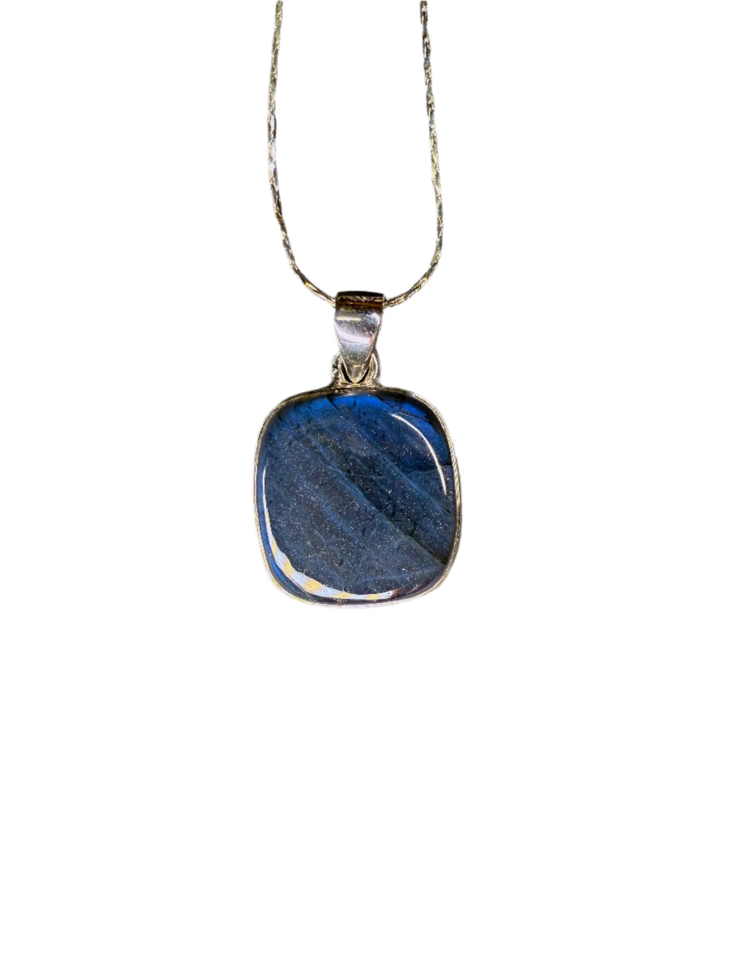 Labradorite Polished Sterling Silver Pendant | Madagascar | Square