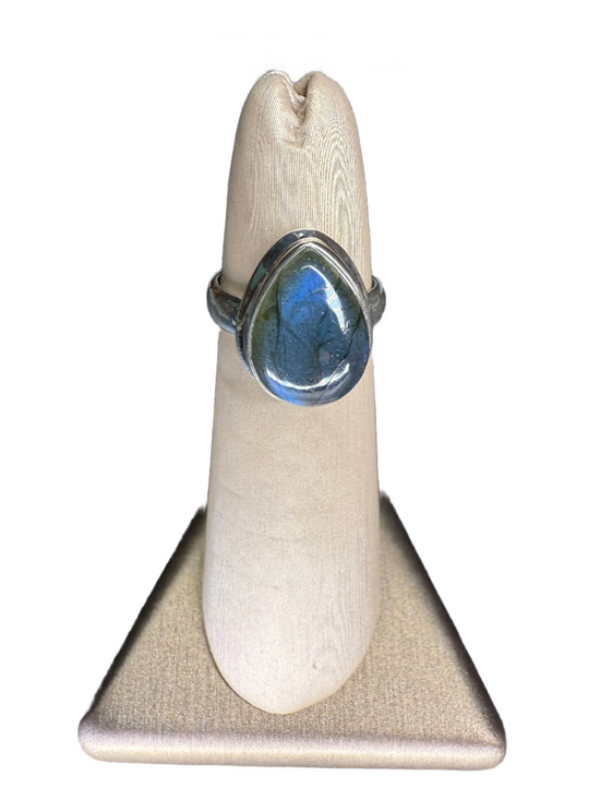 Labradorite Polished Sterling Silver Ring | Madagascar | Teardrop