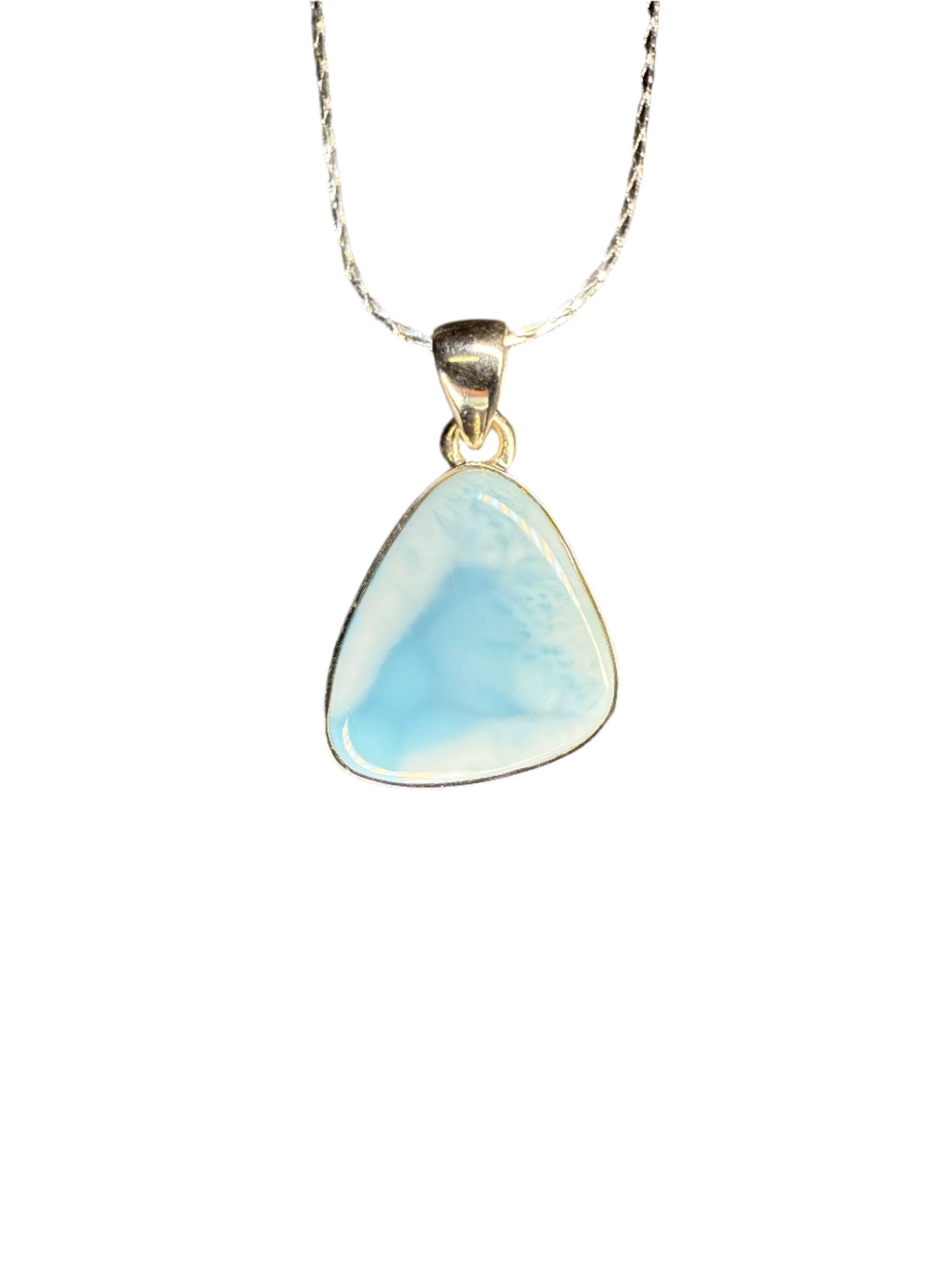 Larimar Polished Sterling Silver Pendant | Dominican Republic | Triangle