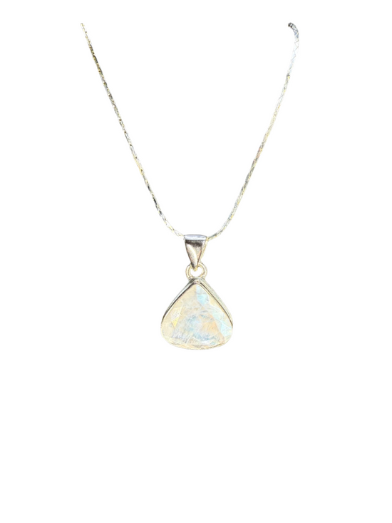 Moonstone Faceted Sterling Silver Pendant | India | Triangle