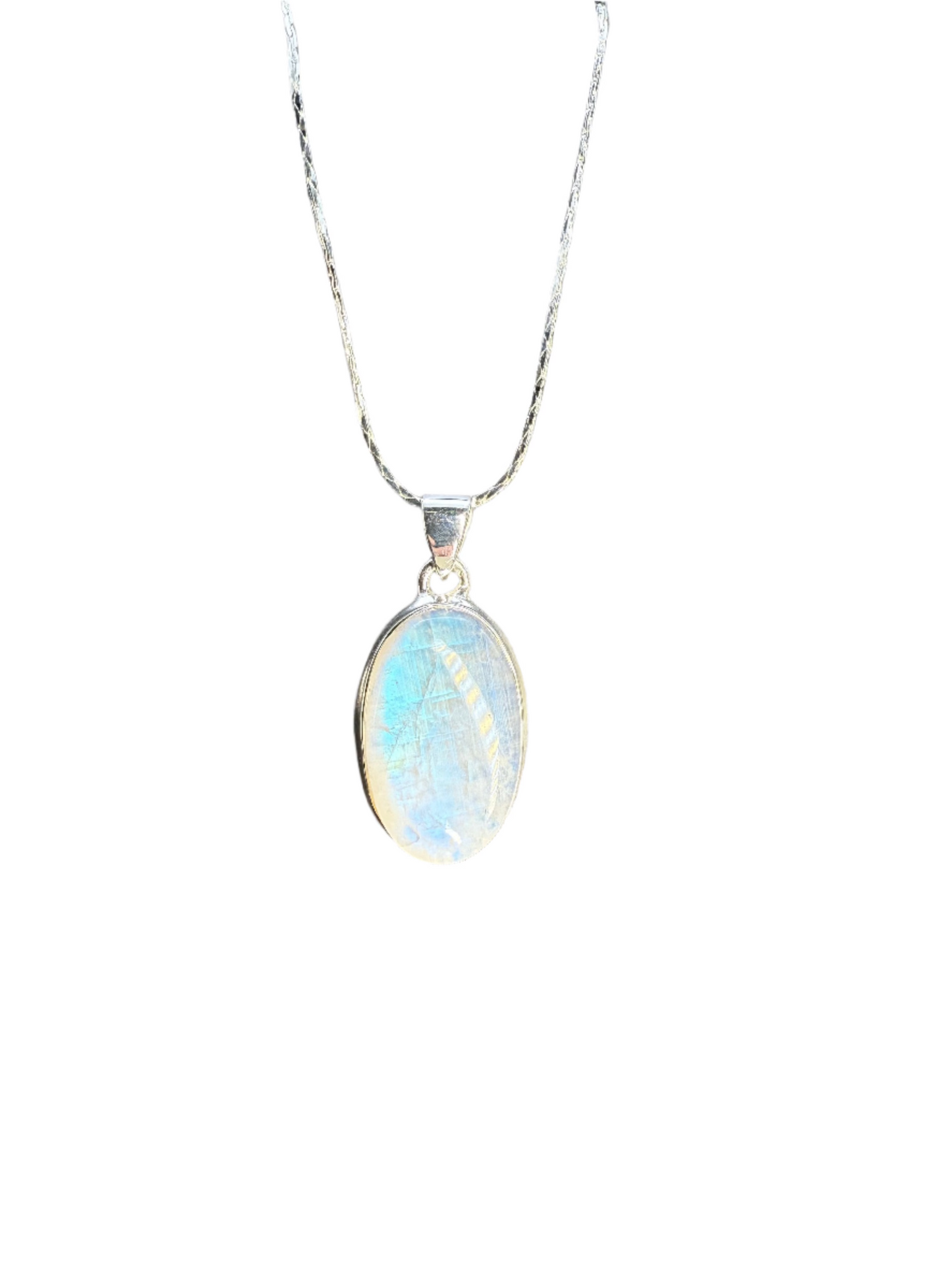 Moonstone Polished Sterling Silver Pendant | India | Oval