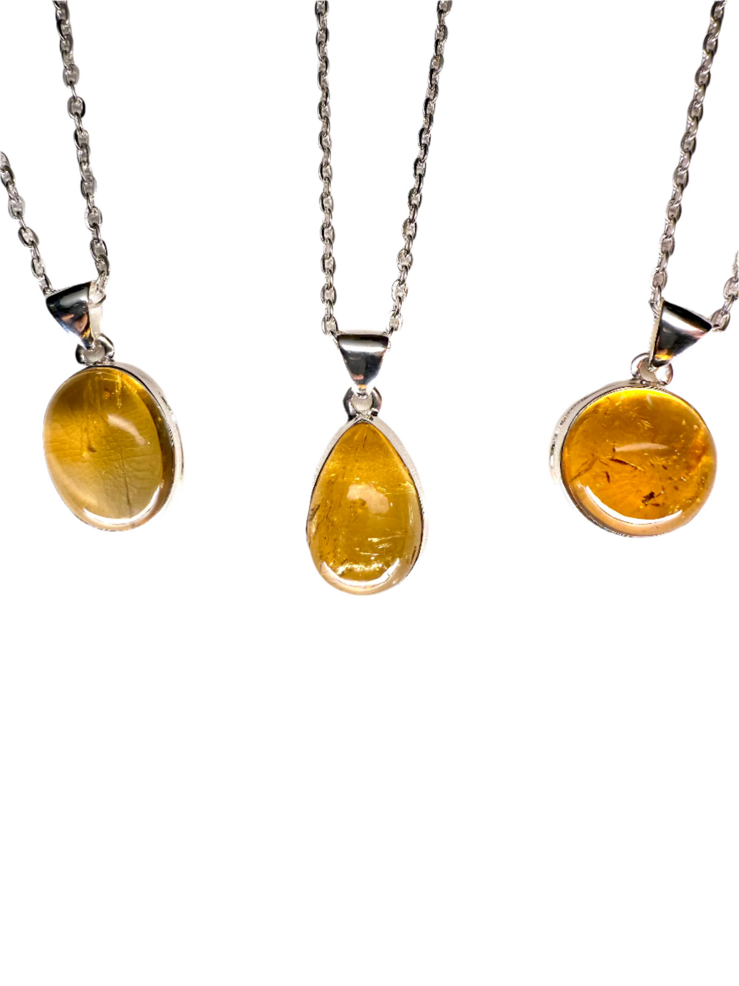 Natural Citrine Polished Sterling Silver Pendant | Brazil