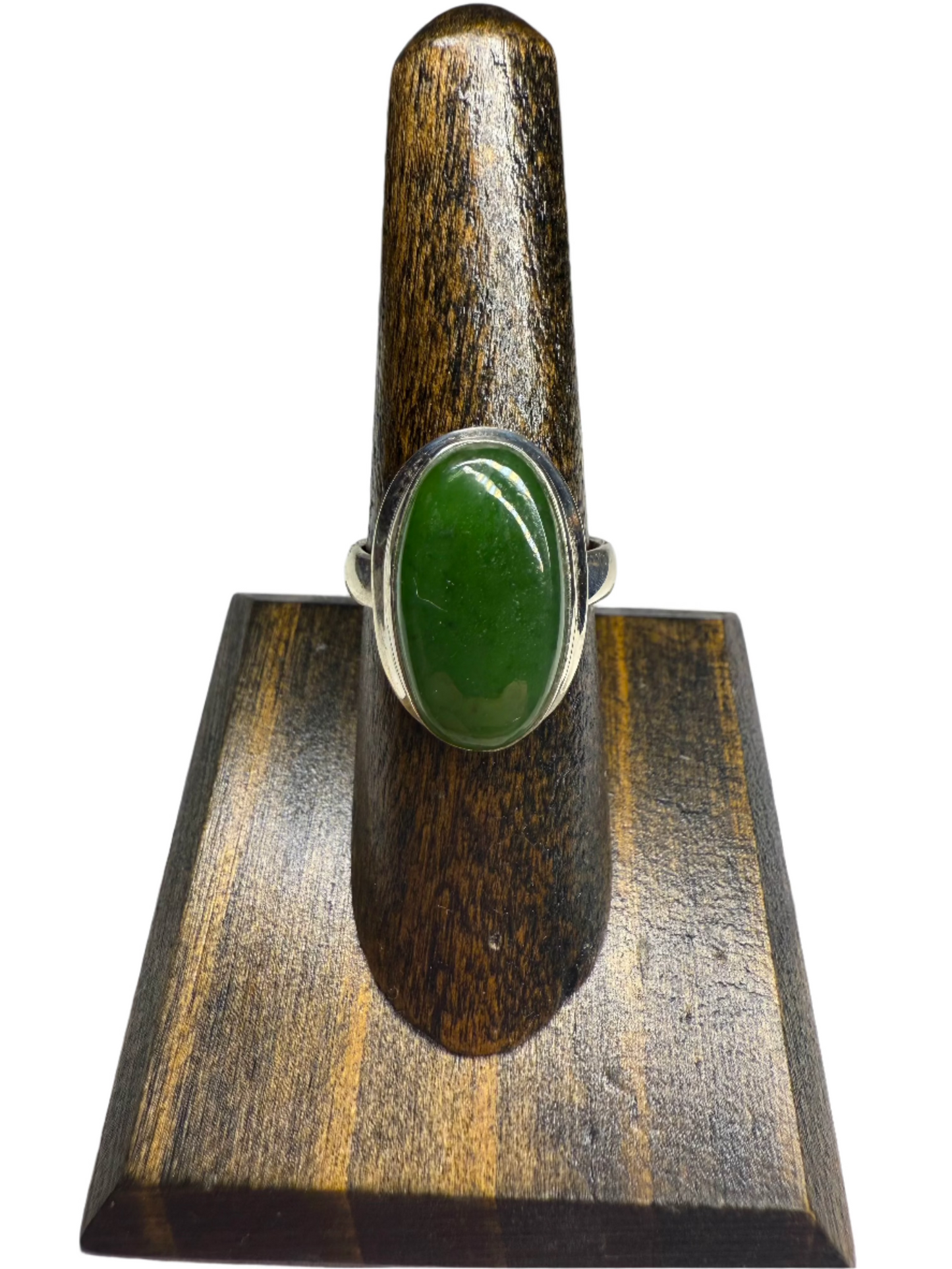 Nephrite Jade Polished Sterling Silver Ring | Canada | Oval