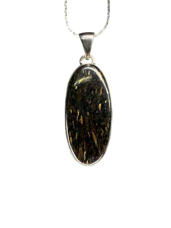 Nuumite Polished Sterling Silver Pendant | Greenland | Large Oval