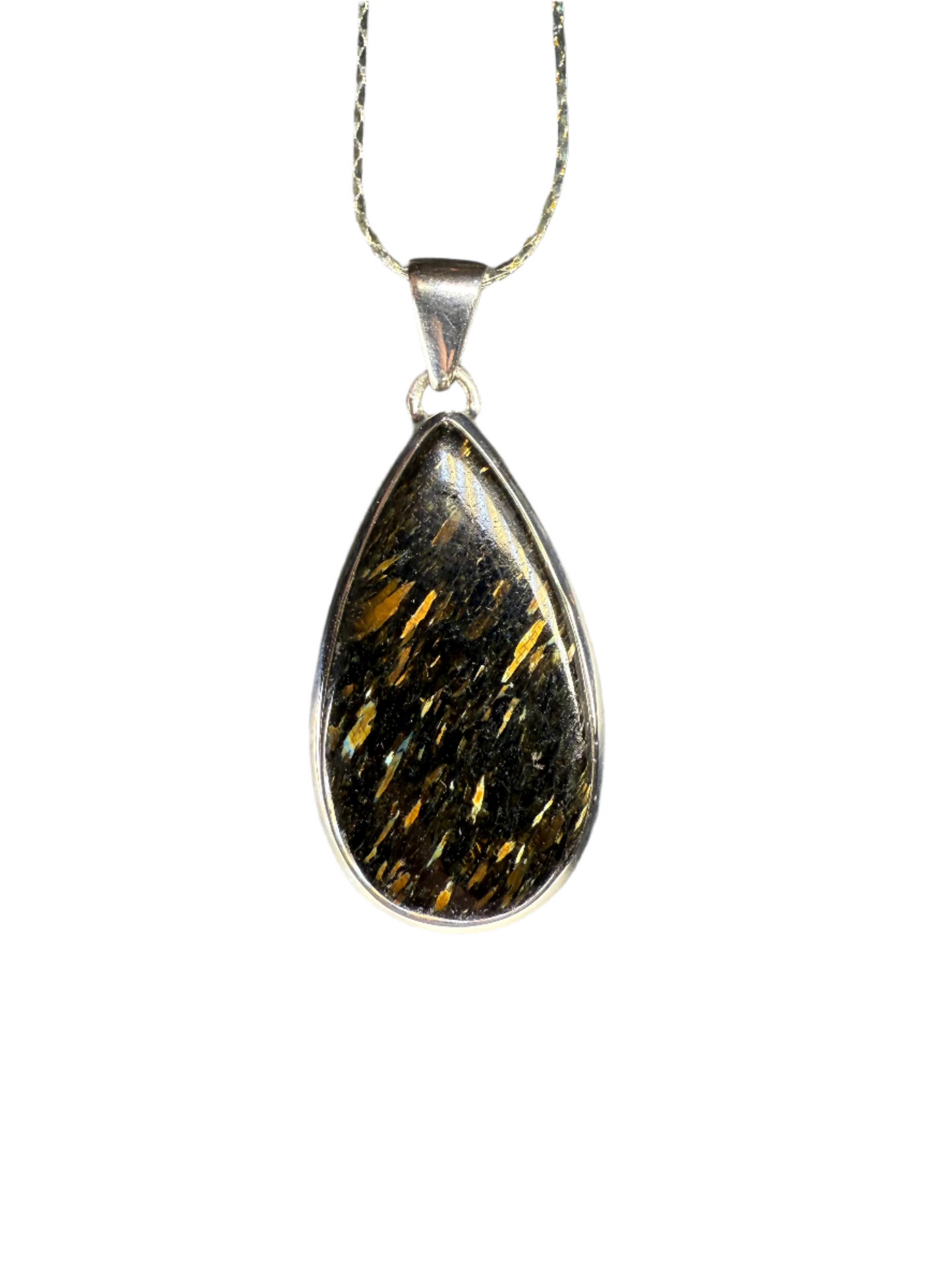 Nuumite Polished Sterling Silver Pendant | Greenland | Large Teardrop 