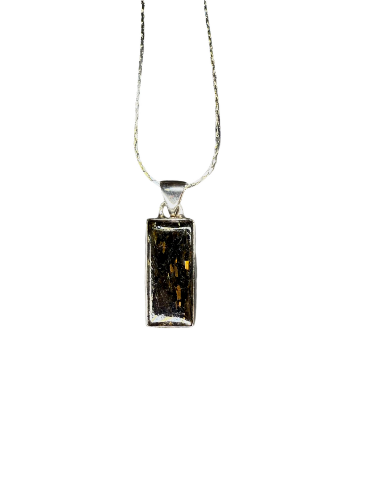 Nuumite Polished Sterling Silver Pendant | Greenland | Med. Rectangle