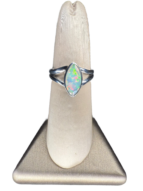 Opal Faceted Sterling Silver Ring | Ethiopia | Marquise