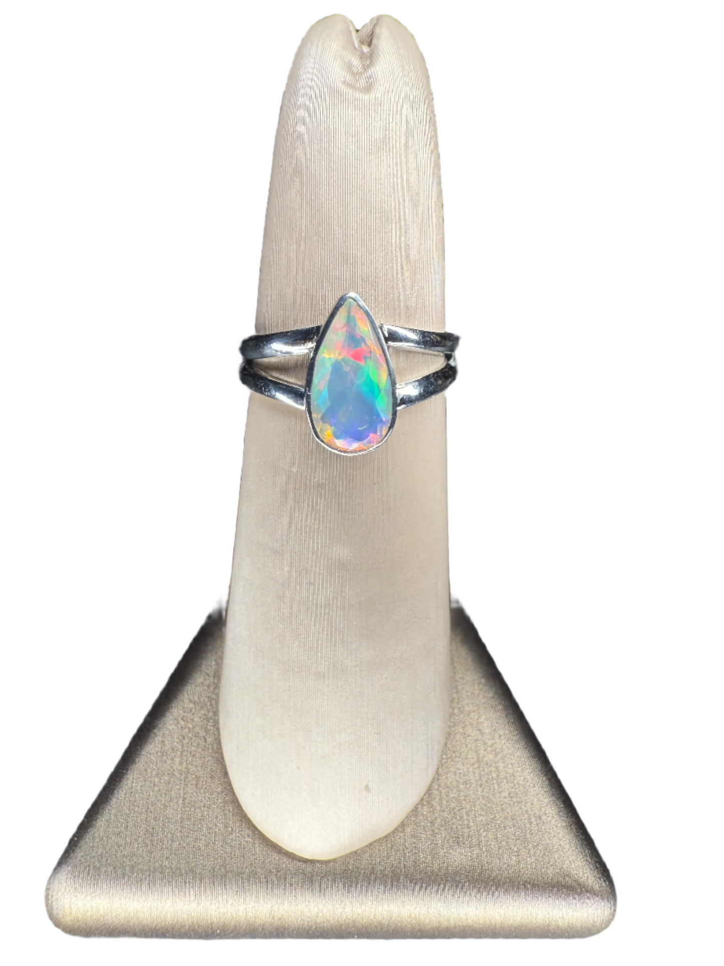 Opal Faceted Sterling Silver Ring | Ethiopia | Teardrop