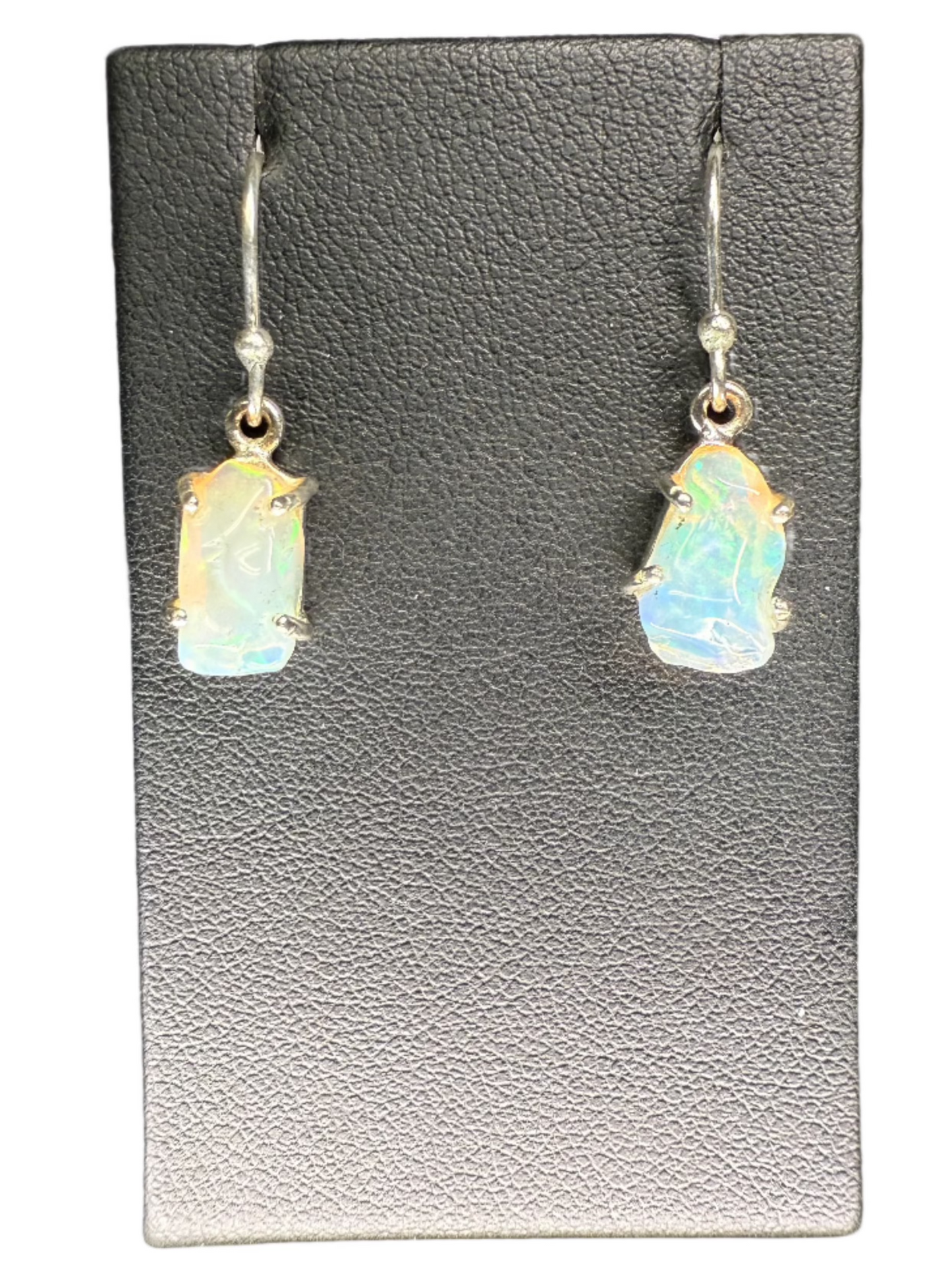 Opal Polished Sterling Silver Dangle Earrings | Ethiopia