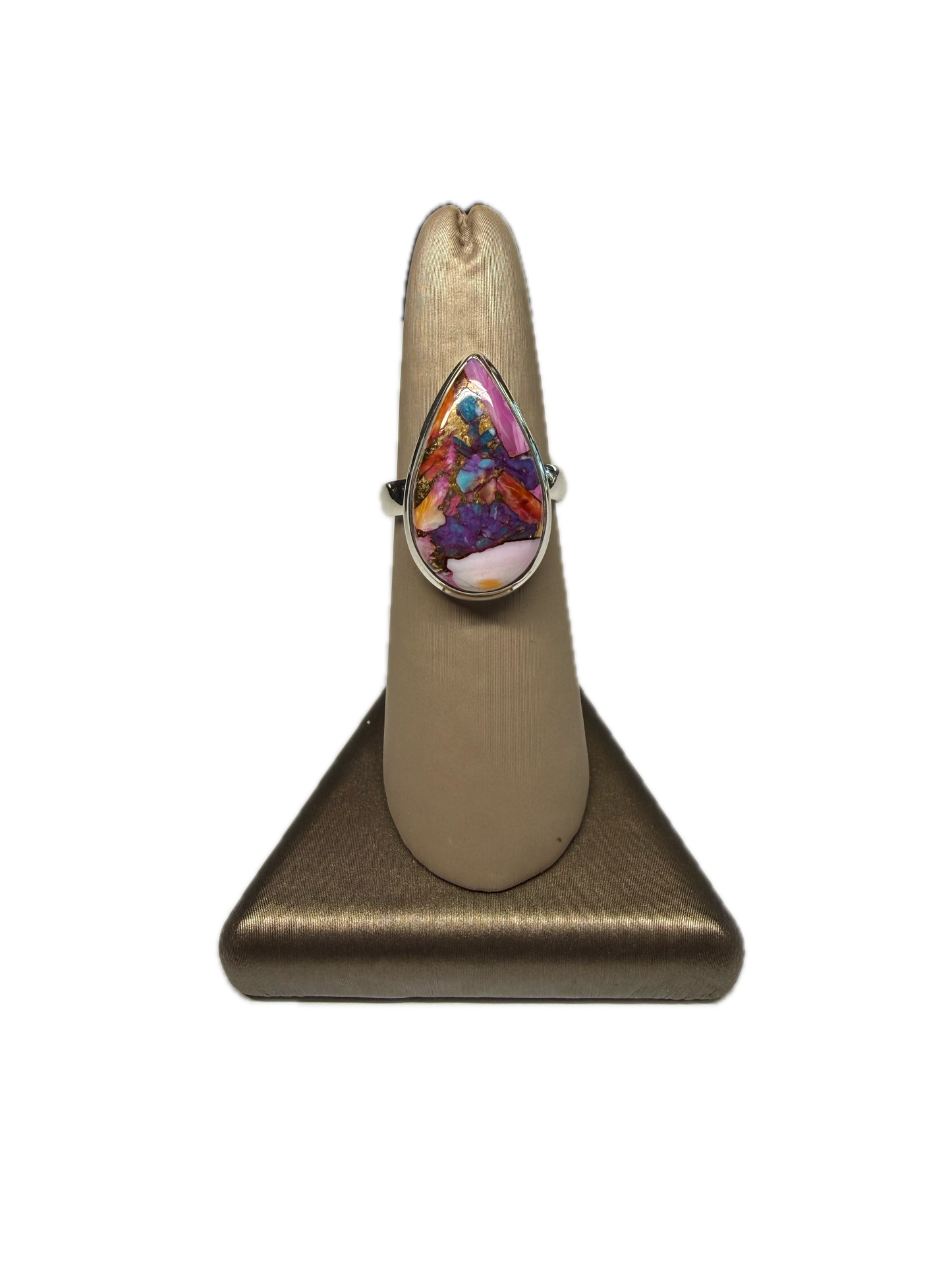 Kingman Pink Dahlia Turquoise Polished Sterling Silver Ring | Arizona, USA