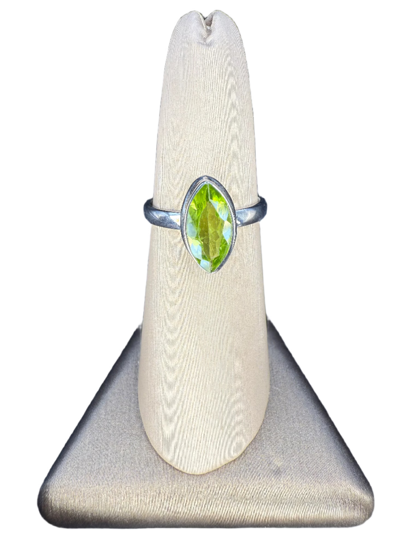 Peridot Faceted Sterling Silver Ring | Arizona, USA | Marquise