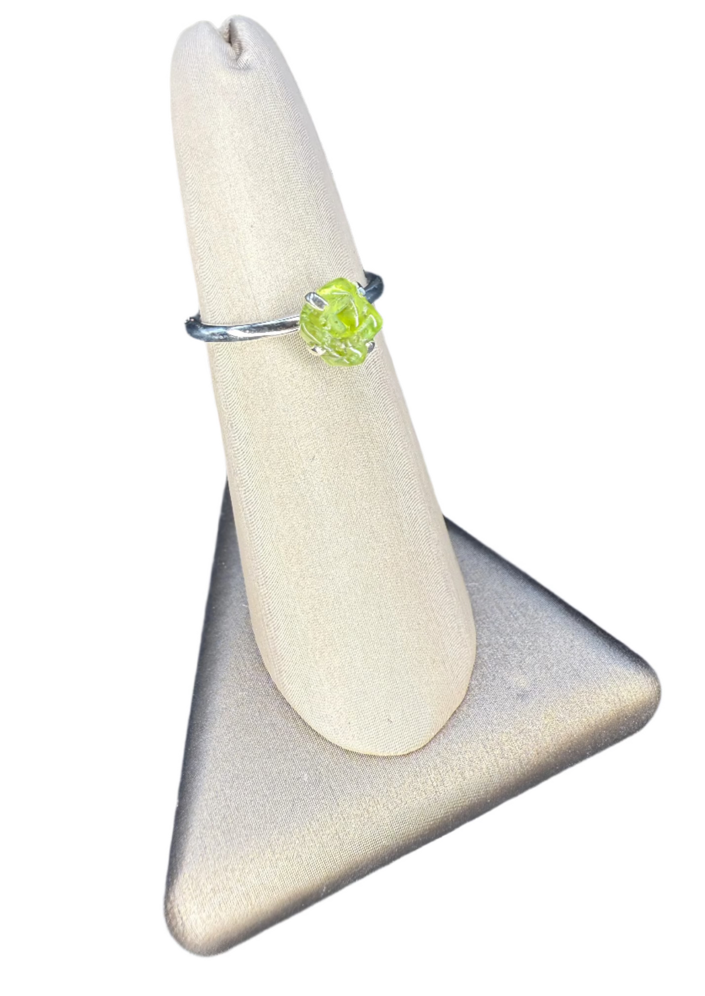 Peridot Natural Cut Sterling Silver Ring | Pakistan | Angle